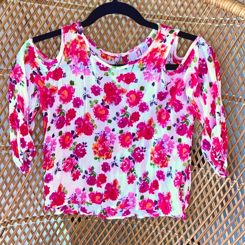 Floral Japna Kids Peakaboo Shoulder Top Girls SZ 10